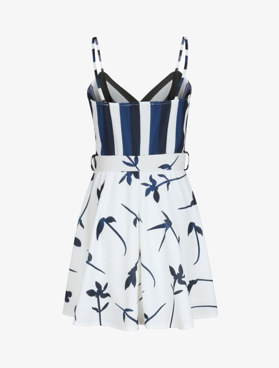 Robe patineuse courte à imprimés - Bleu - 3