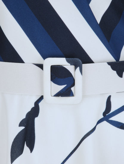 Robe patineuse courte à imprimés - Bleu - 4