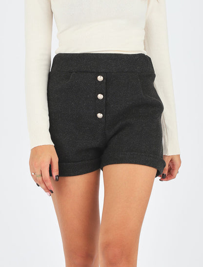 Short droit taille haute - Noir - 4