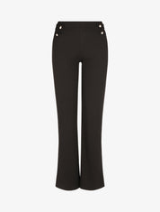 Pantalon droit taille haute à boutons - Noir - 1