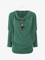 Pull droit basique col bénitier - Vert - 1