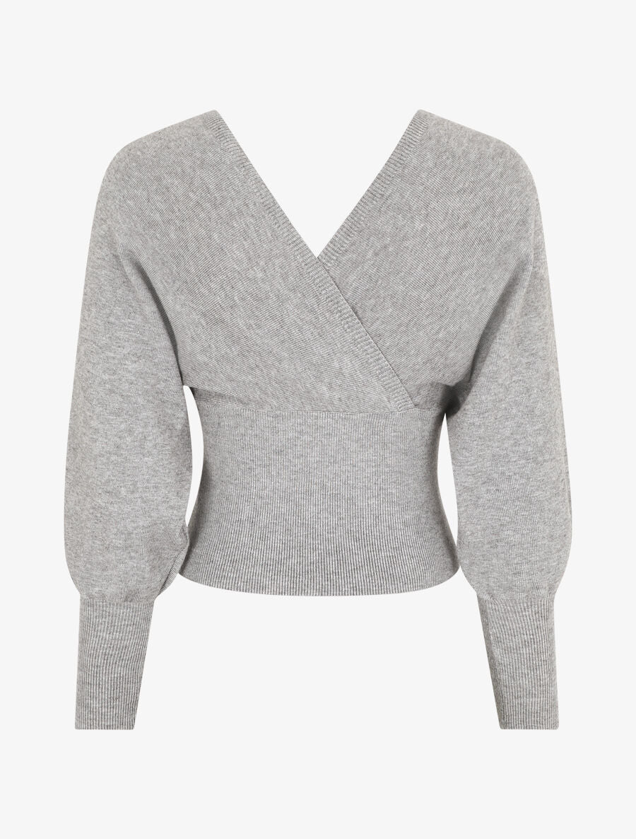 Pull crop top à manches longues - Gris - 2