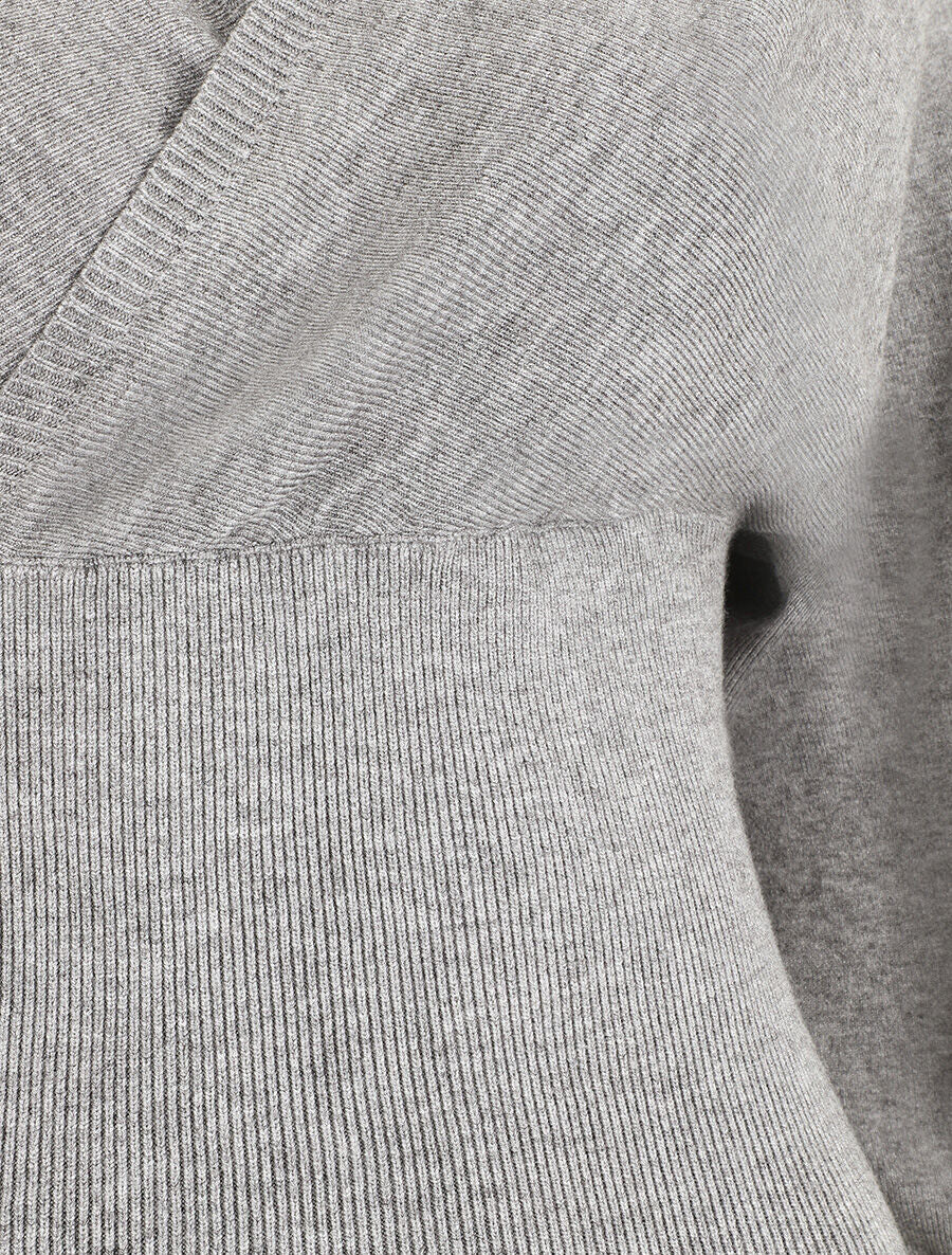 Pull crop top à manches longues - Gris - 3