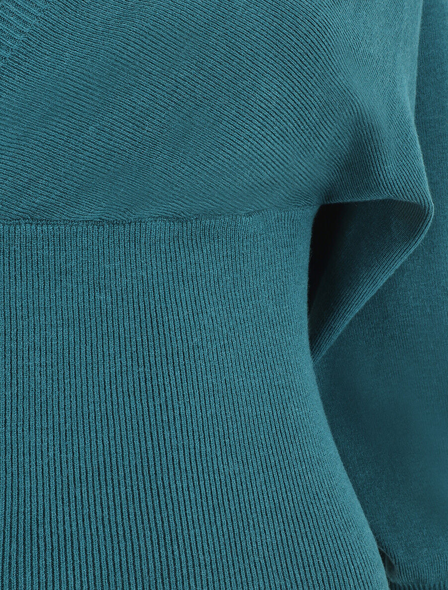 Pull crop top à manches longues - Bleu canard - 3