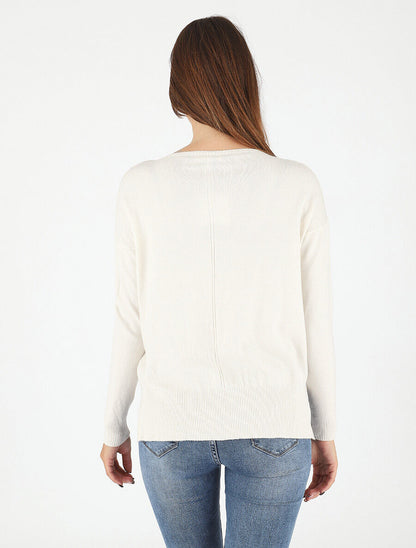 Pull fin uni classique - Crème - 5