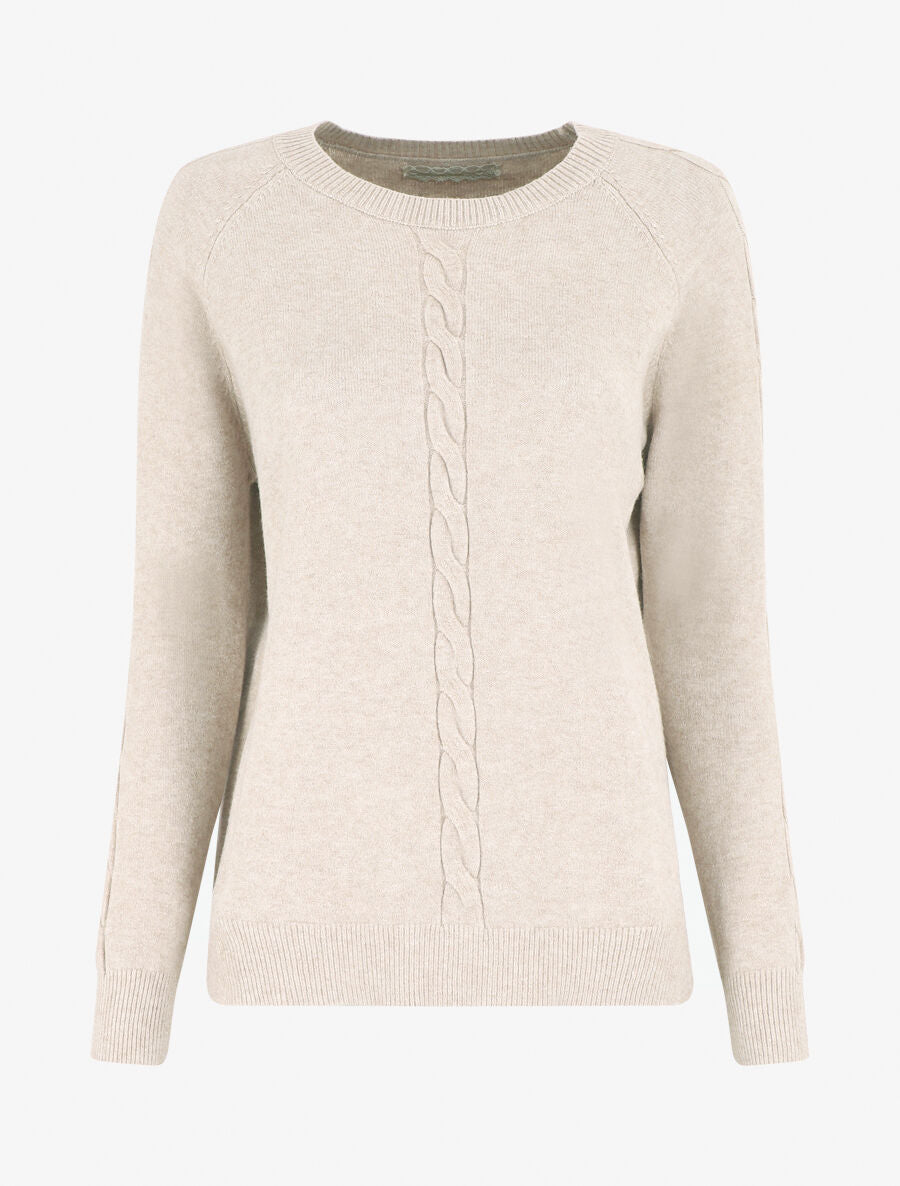 Pull fin uni basique à col rond - Beige - 4