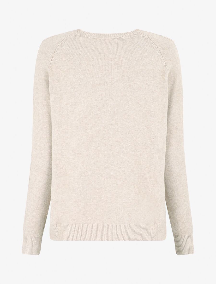 Pull fin uni basique à col rond - Beige - 2