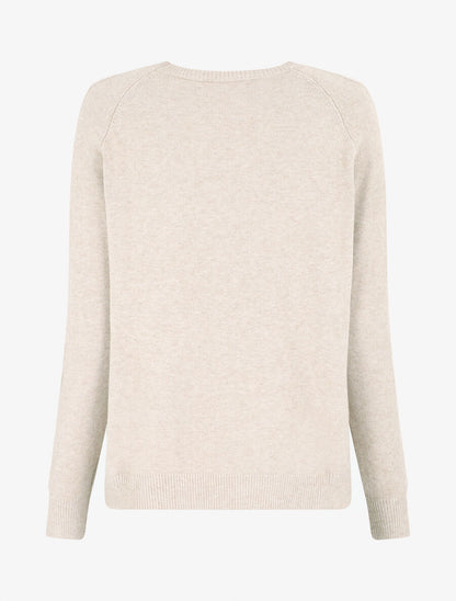 Pull fin uni basique à col rond - Beige - 2