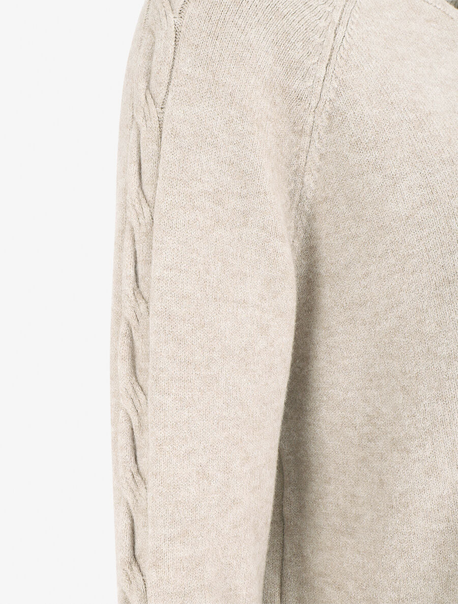 Pull fin uni basique à col rond - Beige - 3