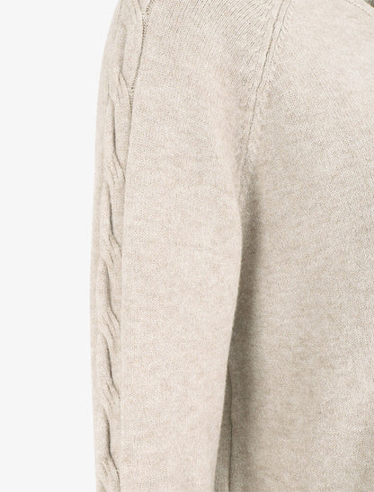 Pull fin uni basique à col rond - Beige - 3
