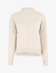Pull fin uni basique à col montant - Beige - 1