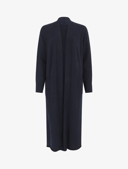 Gilet long uni à poches - Marine - 4