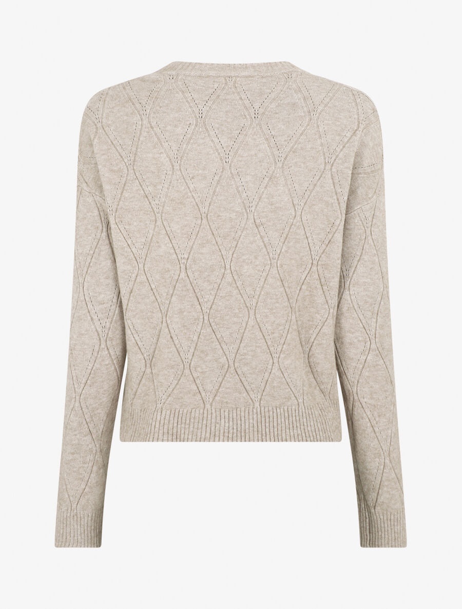 Pull fin uni classique à col rond - Beige - 2