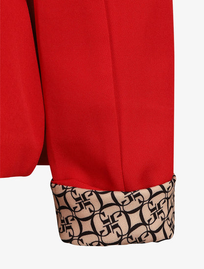 Blazer uni à revers imprimé alphabet - Rouge - 3