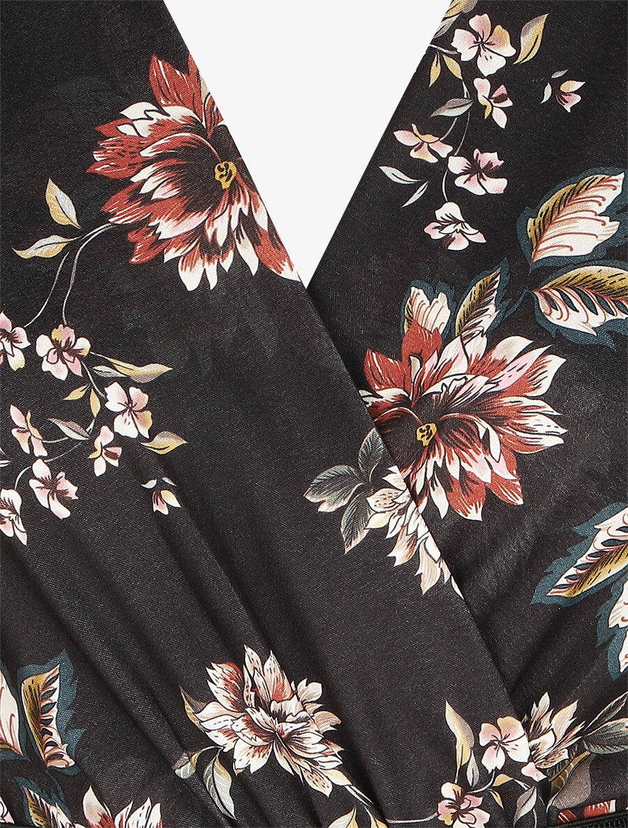 Robe volantée à imprimé fleuri - Noir - 3