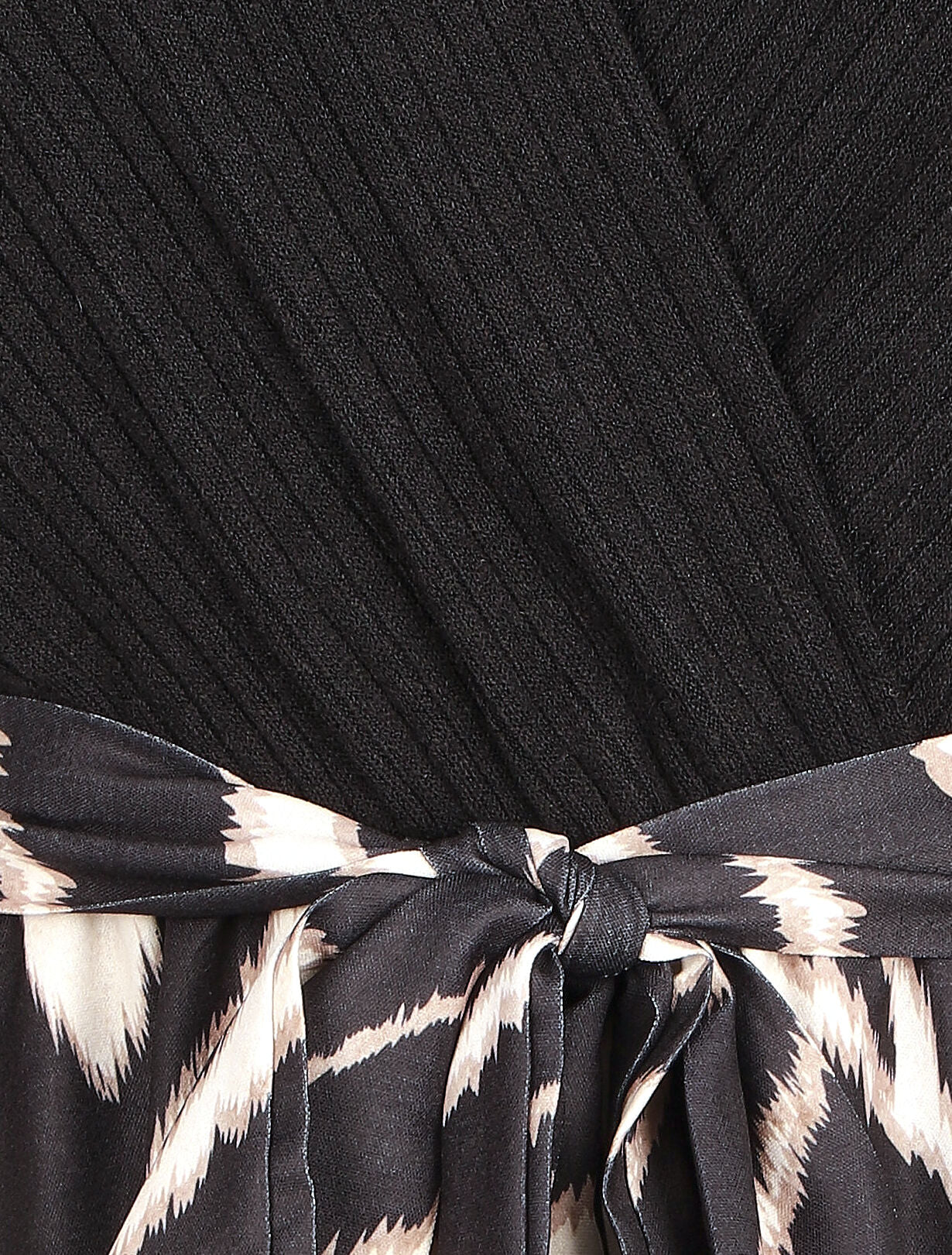Robe fluide bi-matière imprimé graphique - Noir - 3