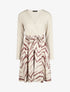Robe fluide bi-matière imprimé graphique - Beige - 6