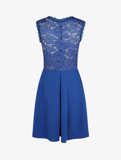 Robe uni à bustier en dentelle - Bleu royal - 2