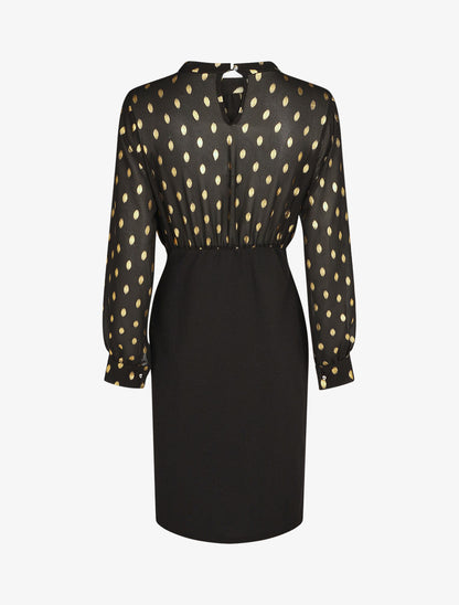 Robe droite bi-matière - Noir - 2