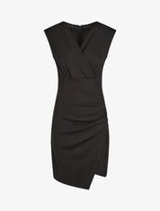Robe fourreau uni et effet drapé - Noir - 1