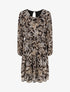 Robe évasée imprimé feuilles - Noir - 1