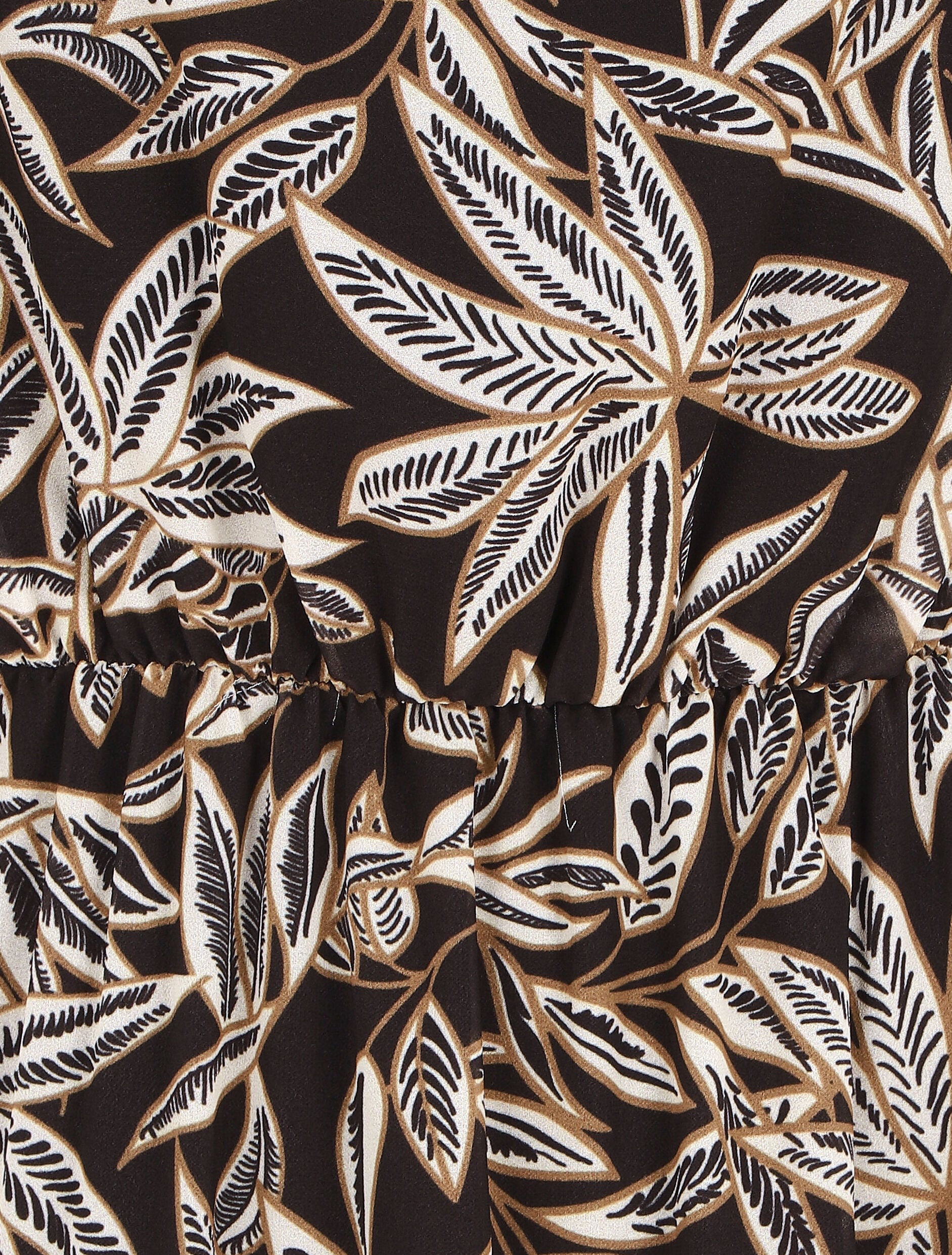 Robe évasée imprimé feuilles - Noir - 3