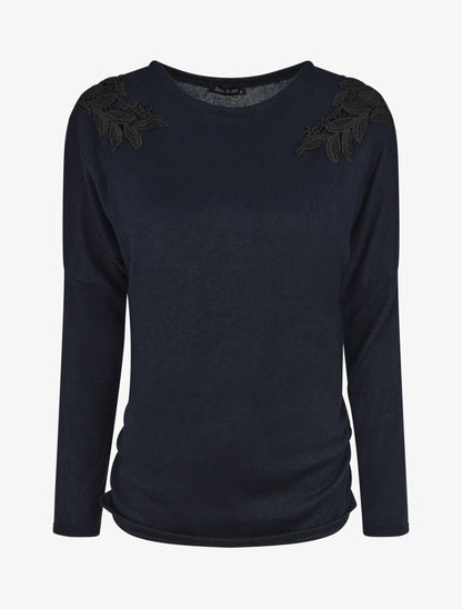 Pull droit empiècements crochet - Marine - 4