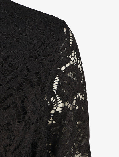 Robe évasée dentelle et imprimé cachemire - Marine - 3