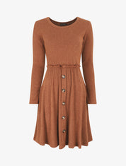 Robe pull longue unie - Camel - 4