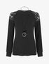 Pull uni et épaules en dentelle - Noir - 1