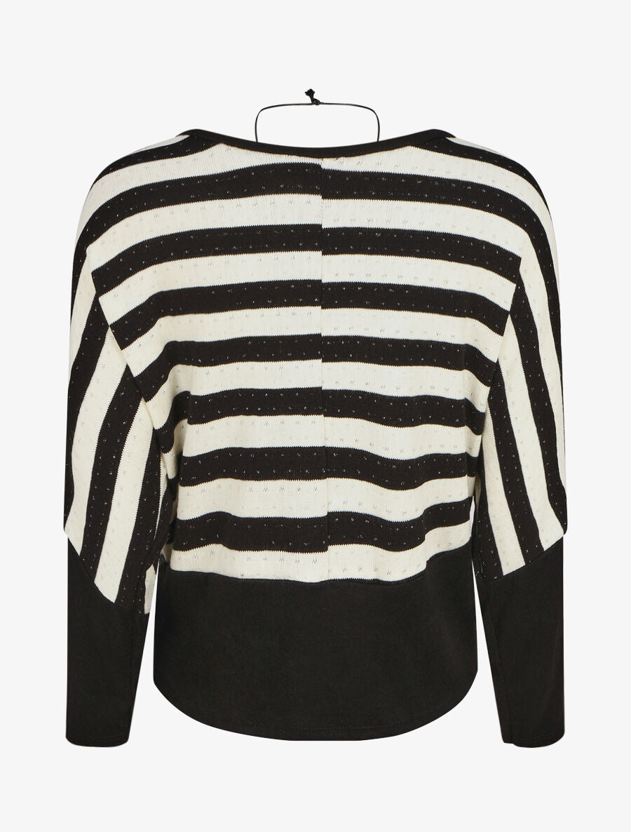 Pull ample à rayures - Noir/blanc - 2