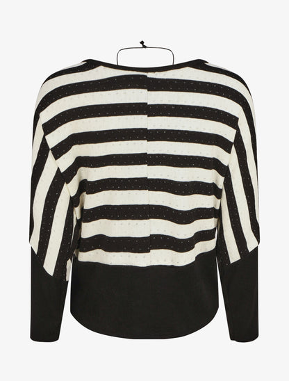Pull ample à rayures - Noir/blanc - 2