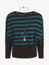 Pull ample à rayures - Noir/bleu canard - 4