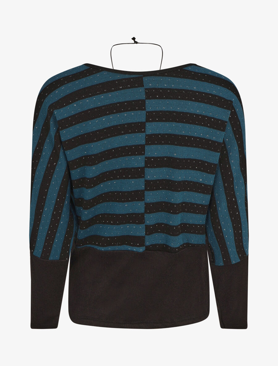 Pull ample à rayures - Noir/bleu canard - 2