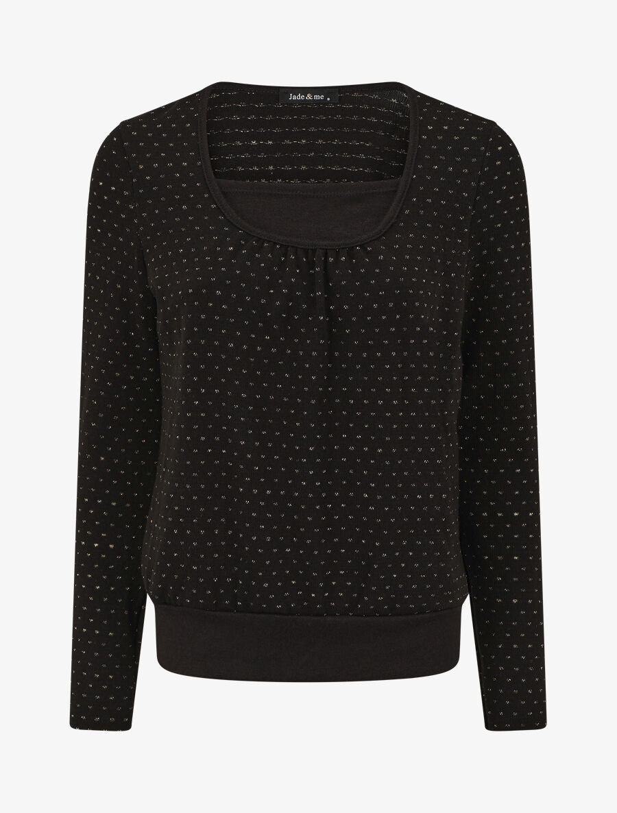 Pull uni à détail irisé - Noir - 1