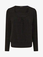 Pull uni à détail irisé - Noir - 1