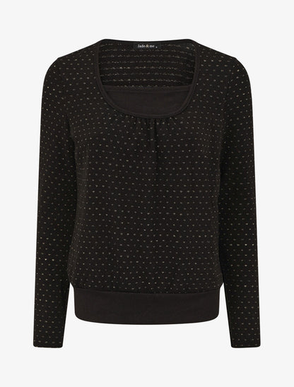 Pull uni à détail irisé - Noir - 1