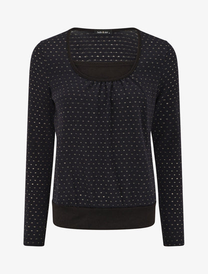 Pull uni à détail irisé - Marine - 6