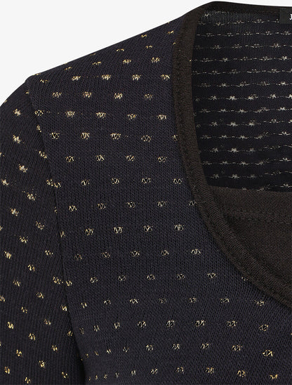 Pull uni à détail irisé - Marine - 3