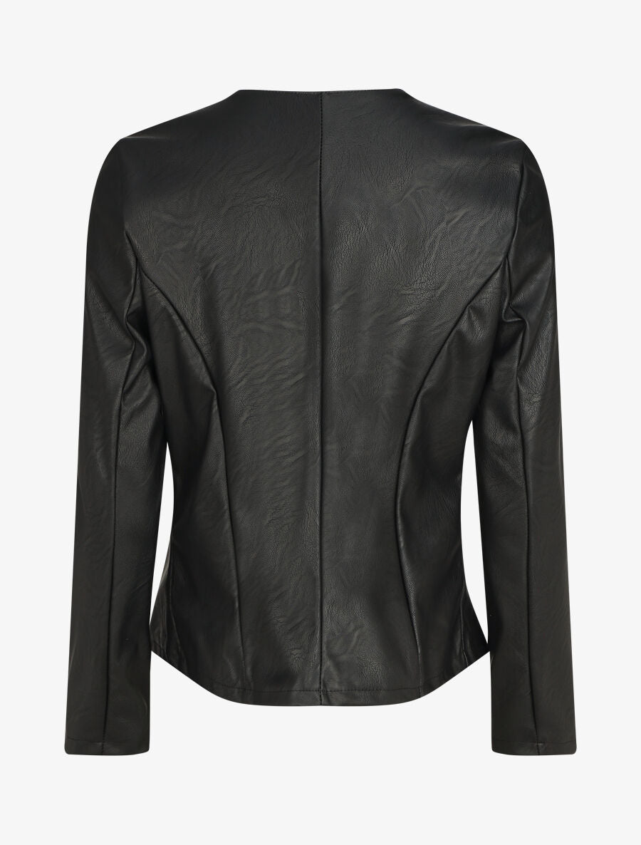 Veste classique en simili - Noir - 2