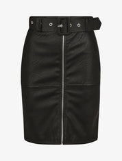 Jupe ajustée taille haute en simili - Noir - 4