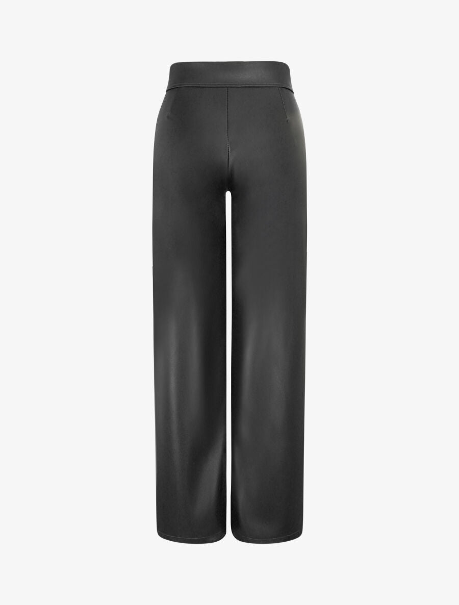 Pantalon ample en simili à revers - Noir - 2