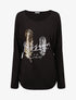 Pull ample motif plumes irisées - Noir - 4