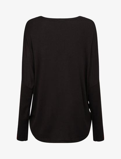 Pull ample motif plumes irisées - Noir - 2