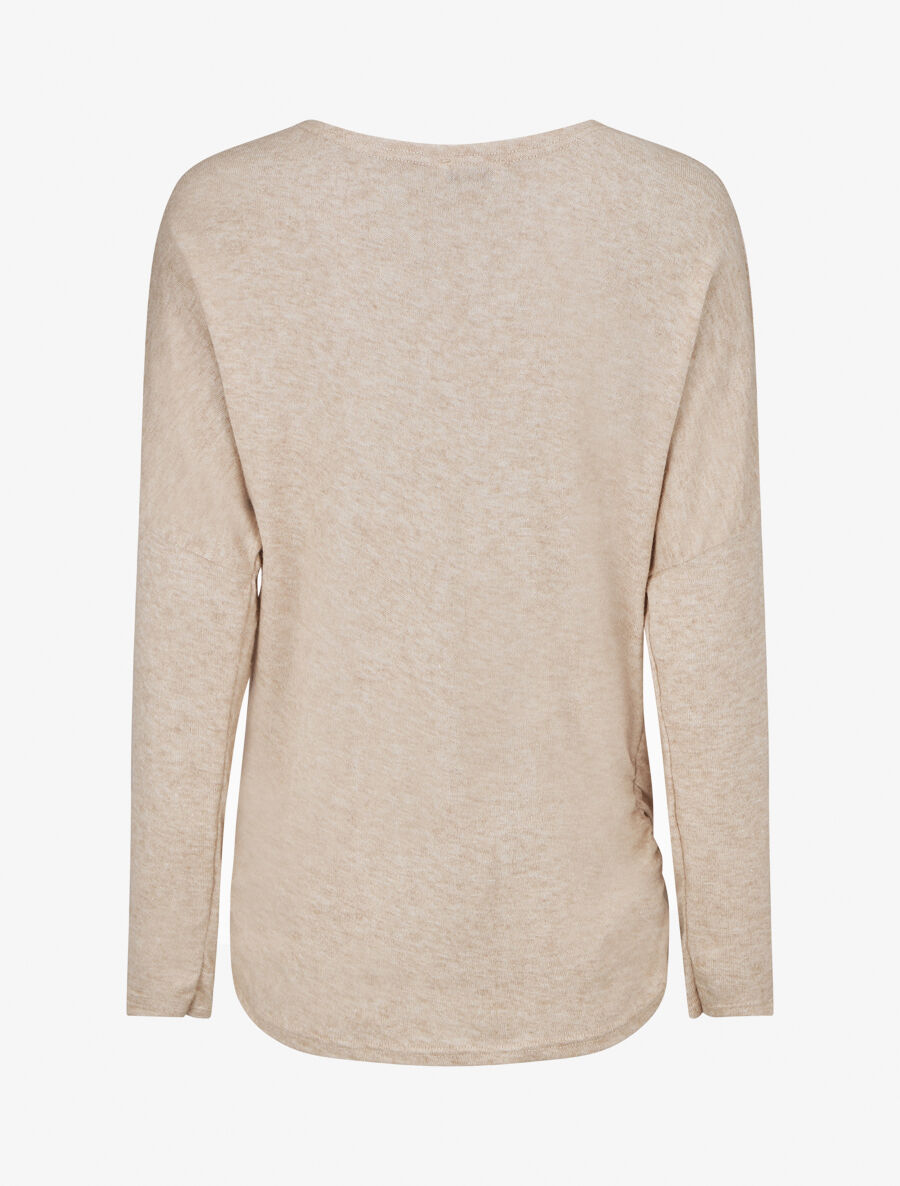 Pull ample motif plumes irisées - Beige - 2