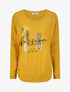 Pull ample motif plumes irisées - Moutarde - 1