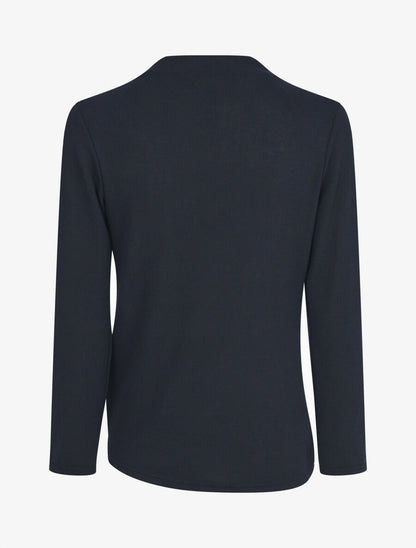 Pull droit uni effet drapé - Marine - 2