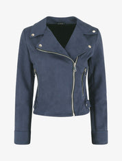 Veste en suédine style perfecto - Marine - 1