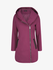 Manteau droit long à capuche - Violine - 4
