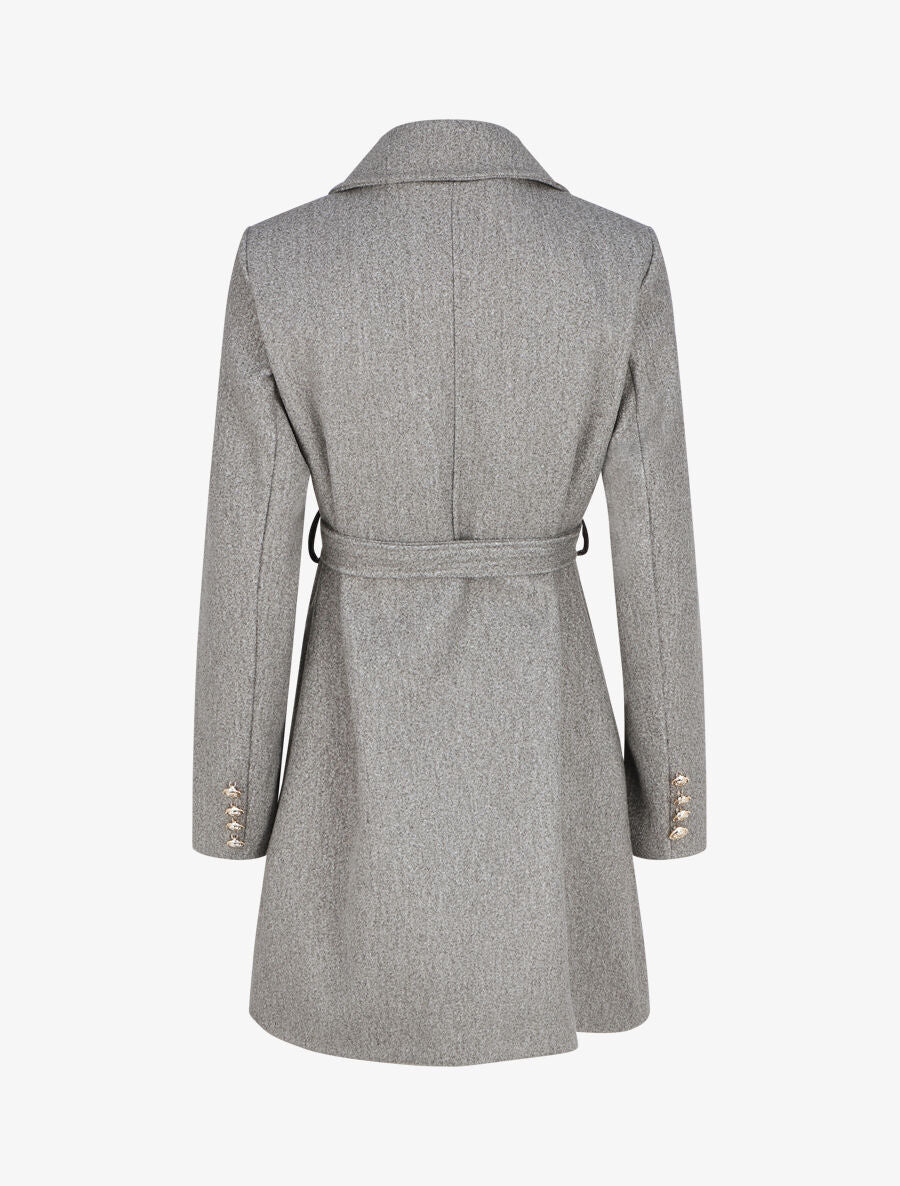 Manteau uni à boutons décoratifs - Gris - 2